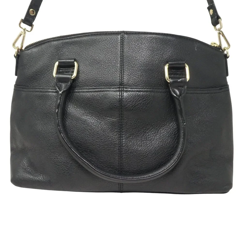 Calvin Klein Black Leather Gold‎ Lock Satchel Shoulder Bag Purse